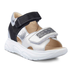 TW-142 (цв.12-черный/серебро) Туфли летние (Два ремня на велкро)